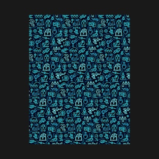 Abstract Shapes Blue Seamless Pattern T-Shirt