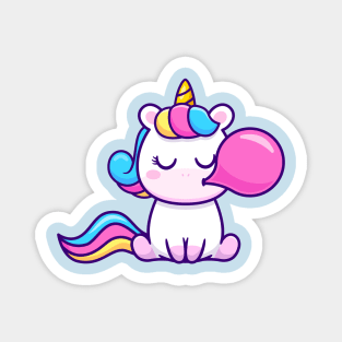 Cute Unicorn Blowing Gum Cartoon Magnet