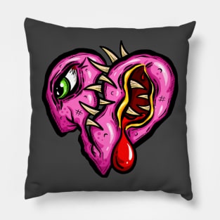 Zombie Heart Blood Teeth Green Valentines Pillow