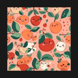 Happy Cute Peaches and Cherries T-Shirt