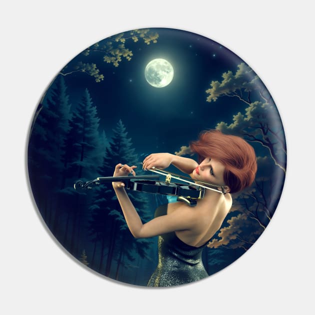 Girl play violin for the moon Pin by AnnArtshock