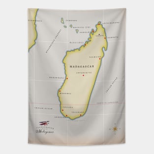 Madagascar vintage map Tapestry