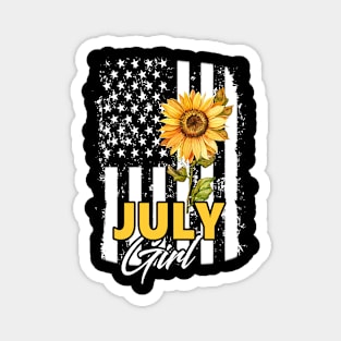 Flag Sunflower July Girl Magnet