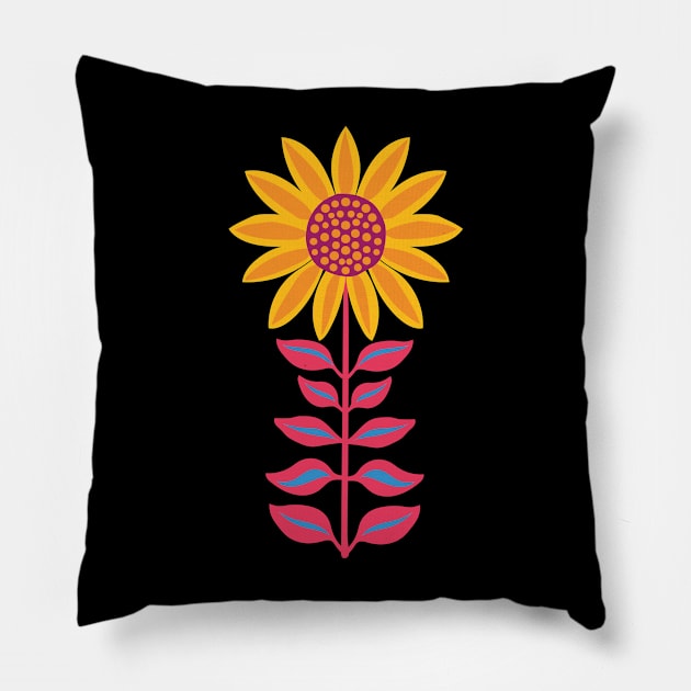 Sunflower - pink and yellow graphic design by Cecca Designs Pillow by Cecca