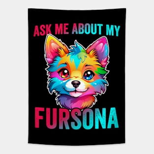 Ask Me About My Fursona Furry Fandom Art Tapestry