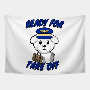 Cute Furry dog is a pilot Tapestry