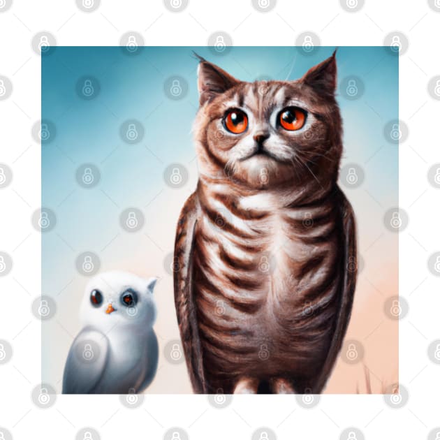 a Cat and an Owl | Cat & Owl | Animals | Gift for PetLovers | Coolest | Fun by Publicus Apparel