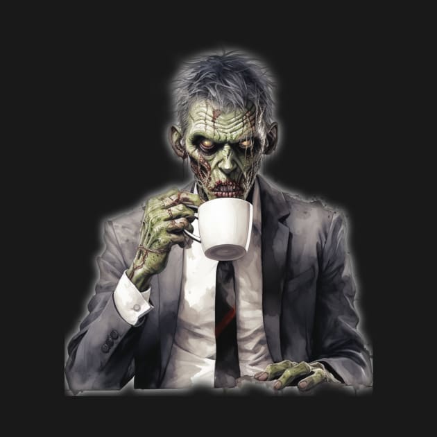 Zombie Drinking Coffee by Shock Emporium