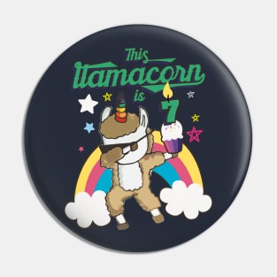 Dabbing Llamacorn Alpaca Llama Unicorn 7TH Birthday Pin