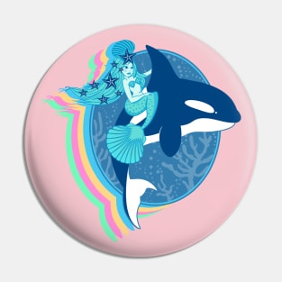 The Mermaid and the Orca Pin