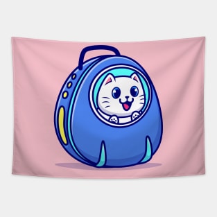 Cute Cat In Pet Carrier Bag Cartoon Tapestry