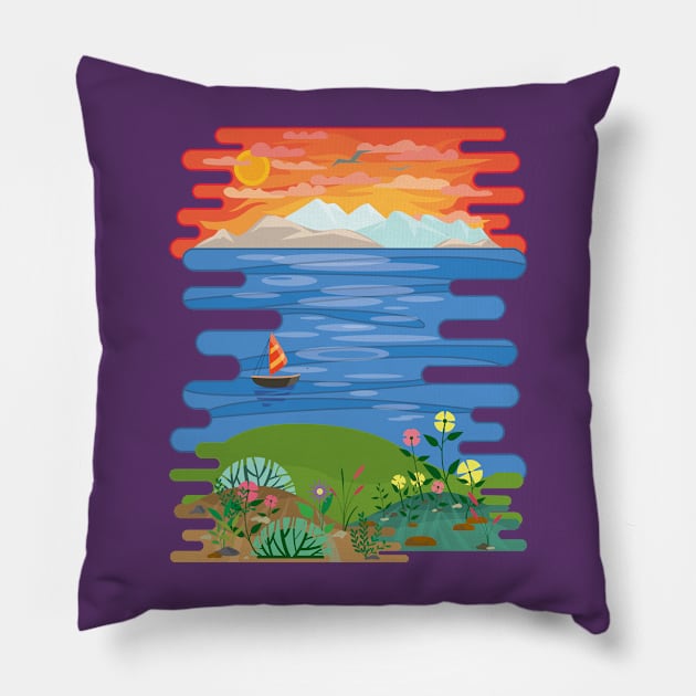 Beautiful ocean view from the top of the hill Pillow by tepy 