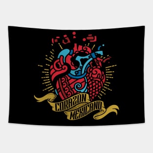 Corazon mexicano embroidery effect Tapestry