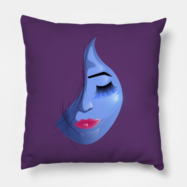 girl semi face Pillow by Mako Design 