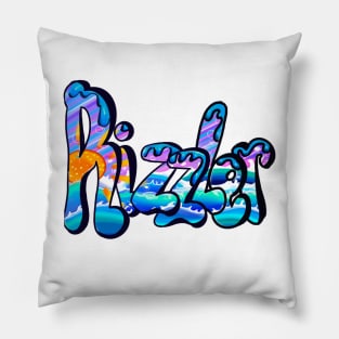 Rizzler graffiti urban street slang text with blue drips Pillow