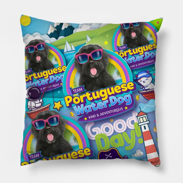 Portuguese Water Dog v2 Pillow by Puppy & cute