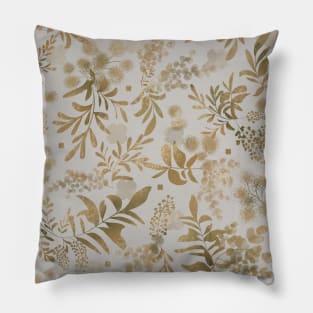 Lakeside garden, watercolor earth tones, grey Pillow