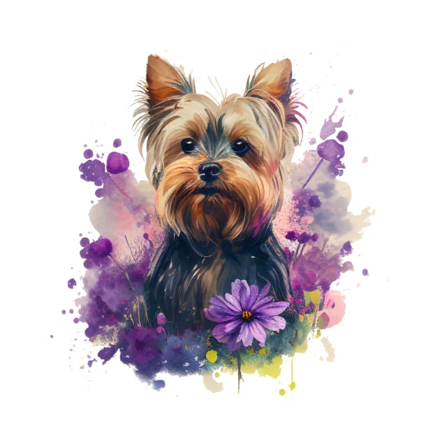 Yorkie Floral by Mixtgifts