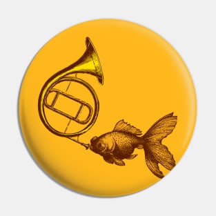 Goldfish blowing french horn Pin