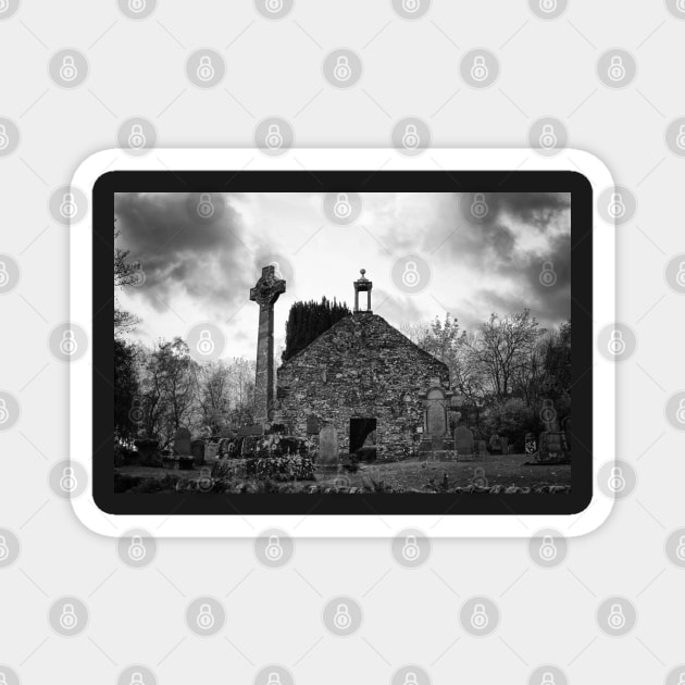 Rob Roy MacGregor's Church and Graveyard B&W Magnet by Jane Braat