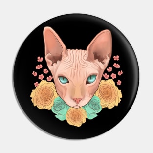 Sphinx Cat and Roses Pin