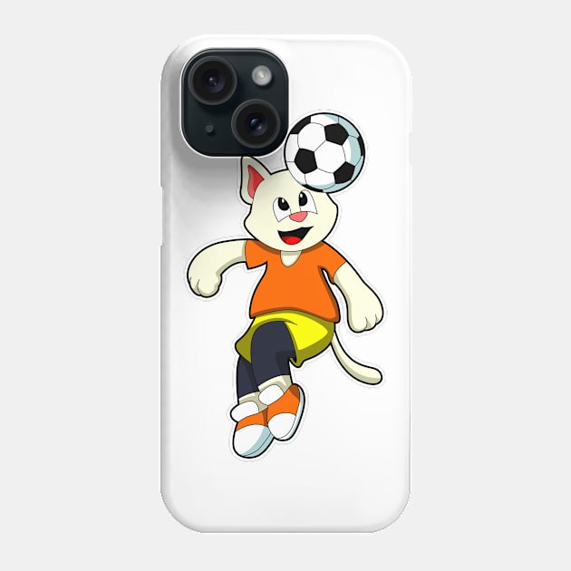 Cat at Sports with Soccer Phone Case by Markus Schnabel