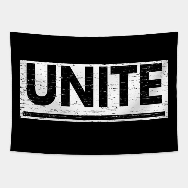 Unite! Typography White Tapestry by ebayson74@gmail.com