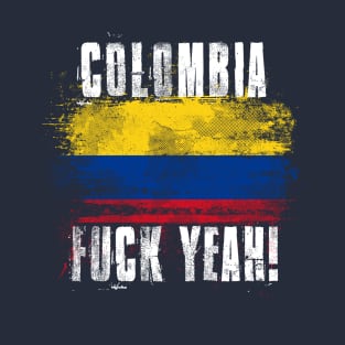 Colombia Fuck Yeah! Wartorn Distressed Flag T-Shirt