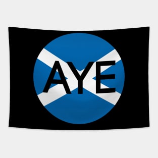 AYE, Scottish Independence Saltire Flag Circle Design Tapestry