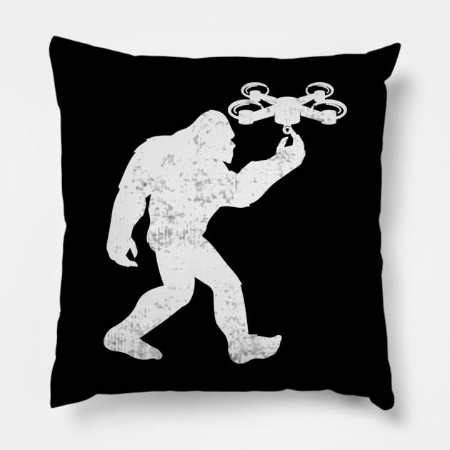 Funny Bigfoot Drone Pilot Sasquatch Pillow by Visual Vibes