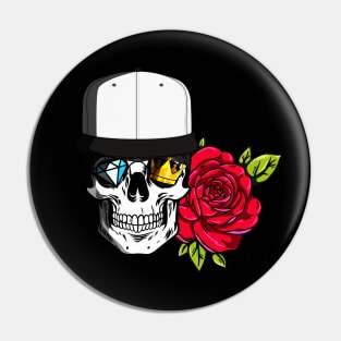 SKULL CROWN DIAMOND FLOWER Pin