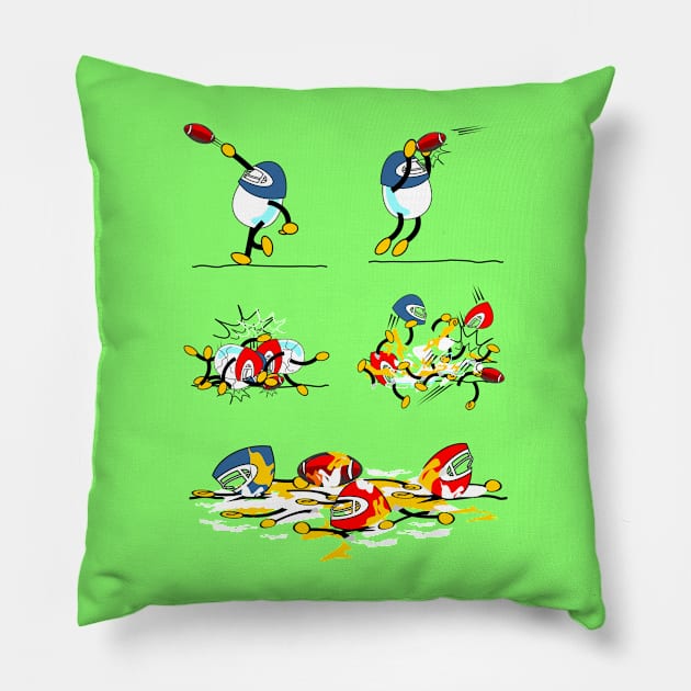 Egg Sports Academy-Football Pillow by Hydra