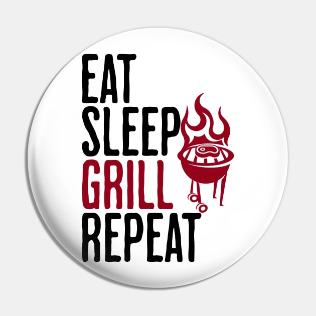 Eat Sleep Grill Repeat - Grilling Humor Pin by AlanPhotoArt