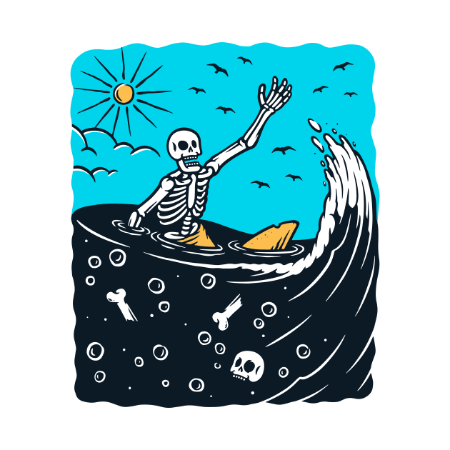 Surfing Skeleton Lost at Sea by SLAG_Creative