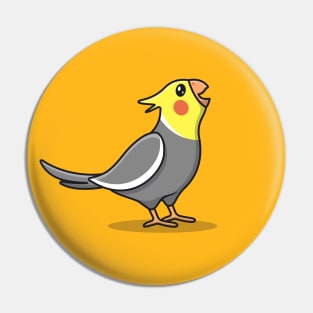 Cute Screaming Cockatiel Cartoon Pin