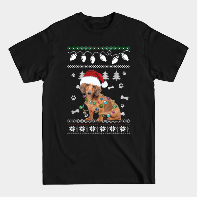 Discover DACHSHUND Dog Santa Hat Ugly Christmas Sweater Happy Holidays Season - Merry Christmas Dog - Dachshund Christmas - T-Shirt