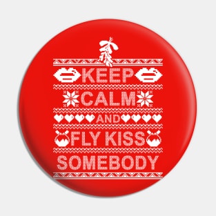 Keep Calm Christmas Mistletoe Meme Ugly Christmas Sweater Pin