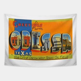 Greetings from Odessa, Texas - Vintage Large Letter Postcard Tapestry