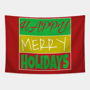 Happy Merry Holidays - Front Tapestry