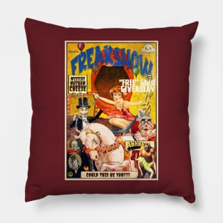 ACID Vintage Freakshow Circus Poster Popart | Psychedelic Sideshow LSD Mirror Trip Design By Tyler Tilley (tiger picasso) Pillow