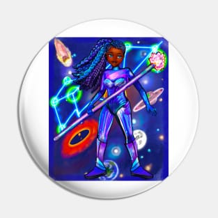 Black anime super hero girl from outer space Afro hair braids black girl African American woman Pin