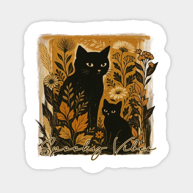 Spooky Vibes Black Cats Magnet by Teresa's Store 1