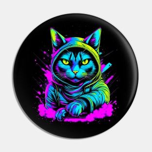 Psychedelic Cat In Hoodie Pin