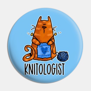 Knitologist (Ginger Kitty) Pin