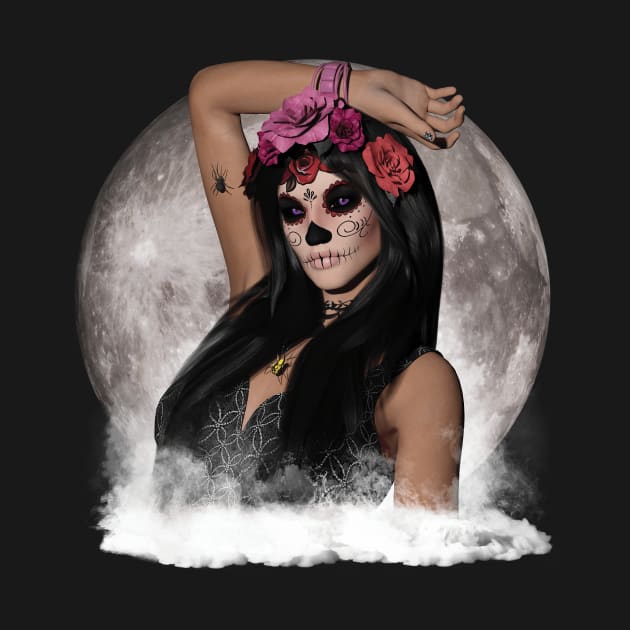 Sugar Skull Vision Purple Eyes Full Moon by FutureImaging