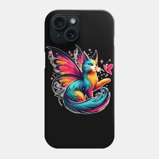 Magical Colorful Fairy Cat With Butterfly Phone Case