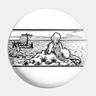 Mermaid Observing Passing Ship Pin