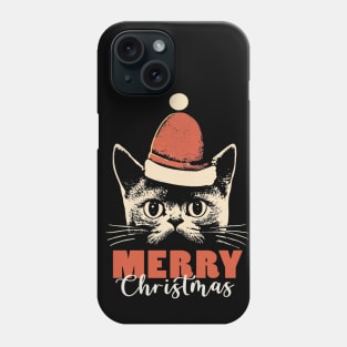 Funny Cat Santa Merry Christmas Vintage Phone Case