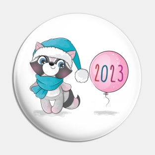 Cute animal little raccoon happy 2023 Pin