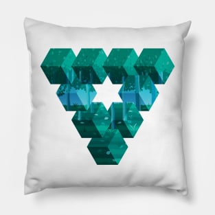 Artistic Geometric Triangle With A Calm Forest Background Pillow